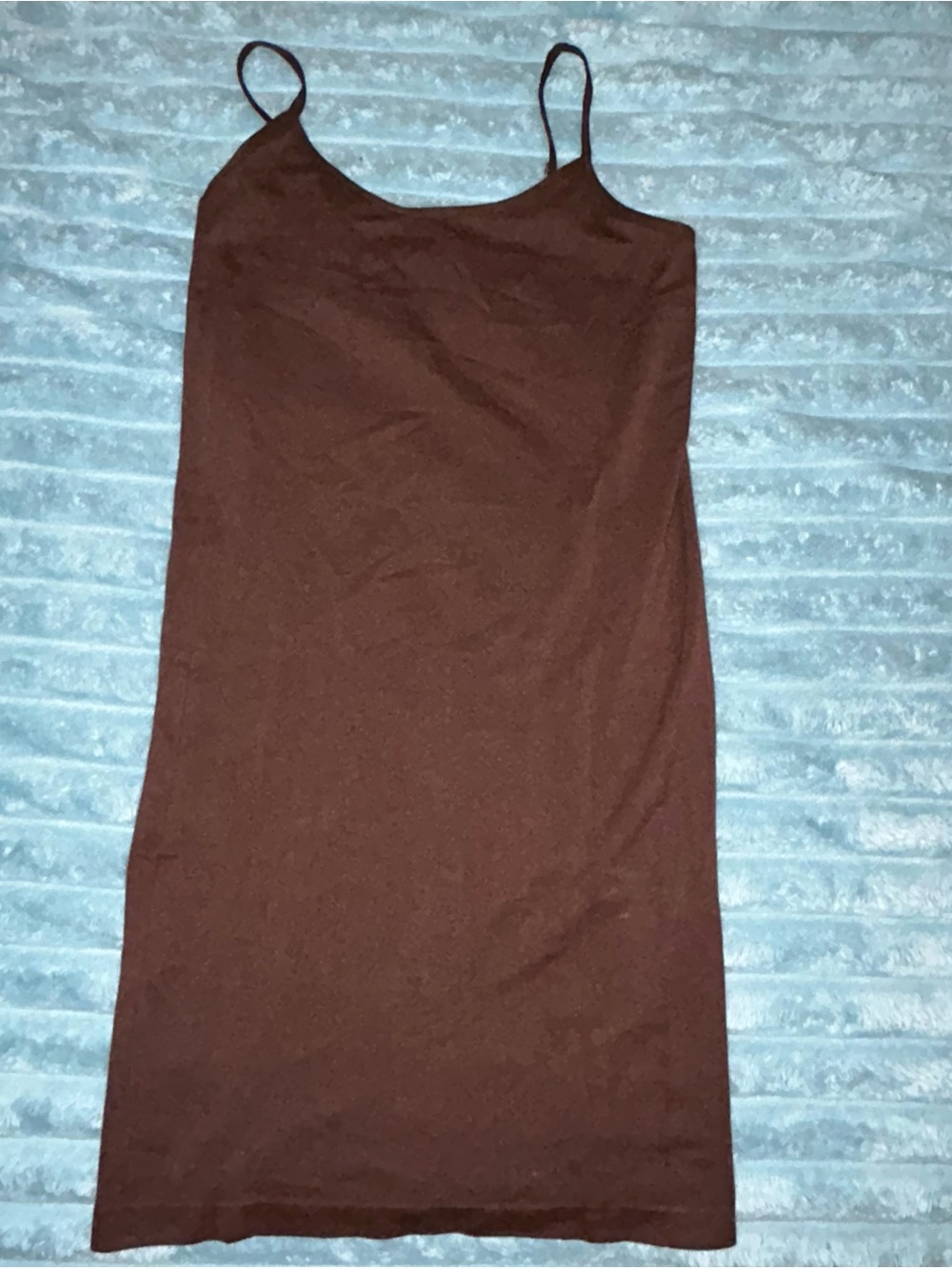 Minimalist Brown Mini Slip Dress with Spaghetti Straps